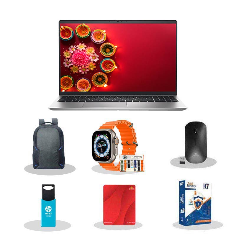 Picture of  Dell Inspiron 3530 - 13th Gen Intel Core i5-1334U 15.6" (39.62 cm) Thin & Light Laptop (16GB/ 512GB SSD/ Full HD Display/ Windows 11 Home/ MS Office 2024/ Intel Iris Xe Graphics/ Backlit Keyboard/ 1 Year Warranty/ Platinum Silver/ 1.62kg)  + Laptop Bag + Wireless Mouse + Mouse Pad + Pendrive + K7 Antivirus Single User